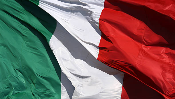 Italian flag  in sun and wind